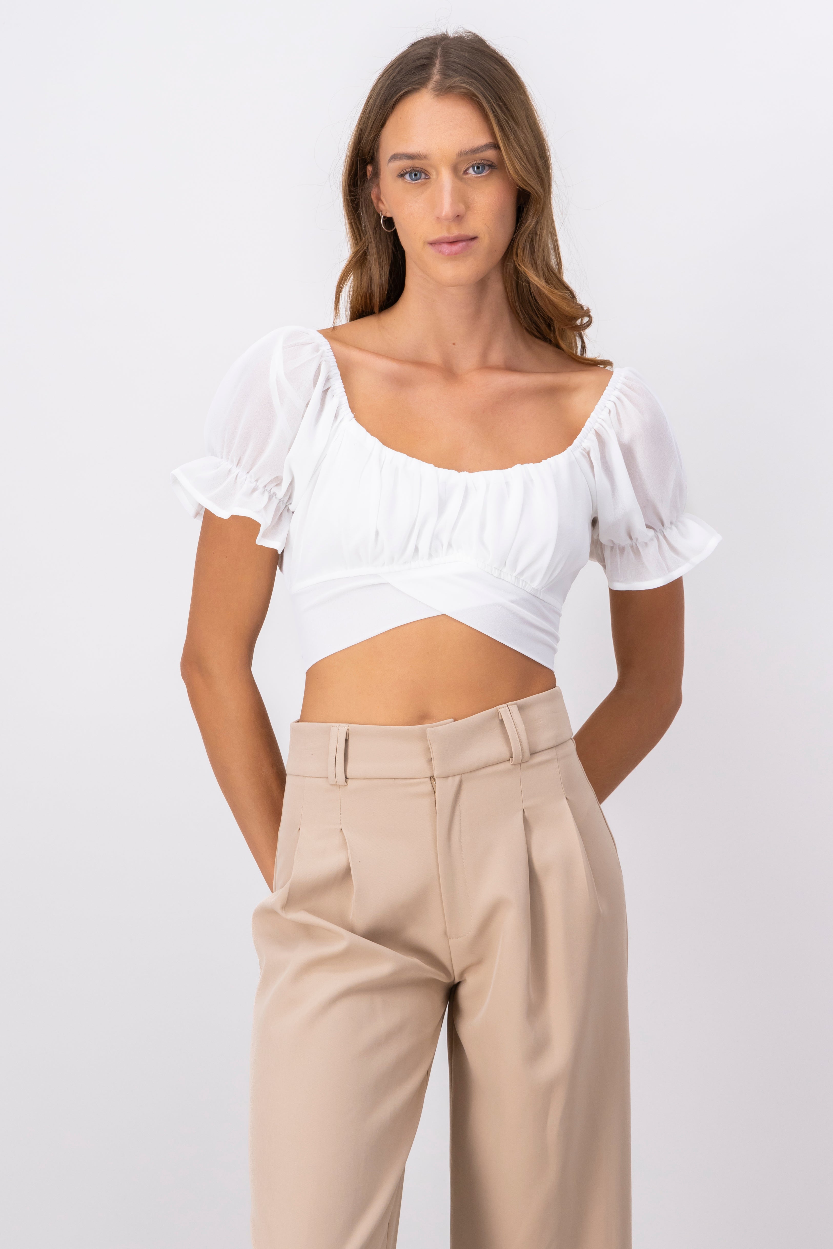 Top Crop Sleeve Sleep WHITE