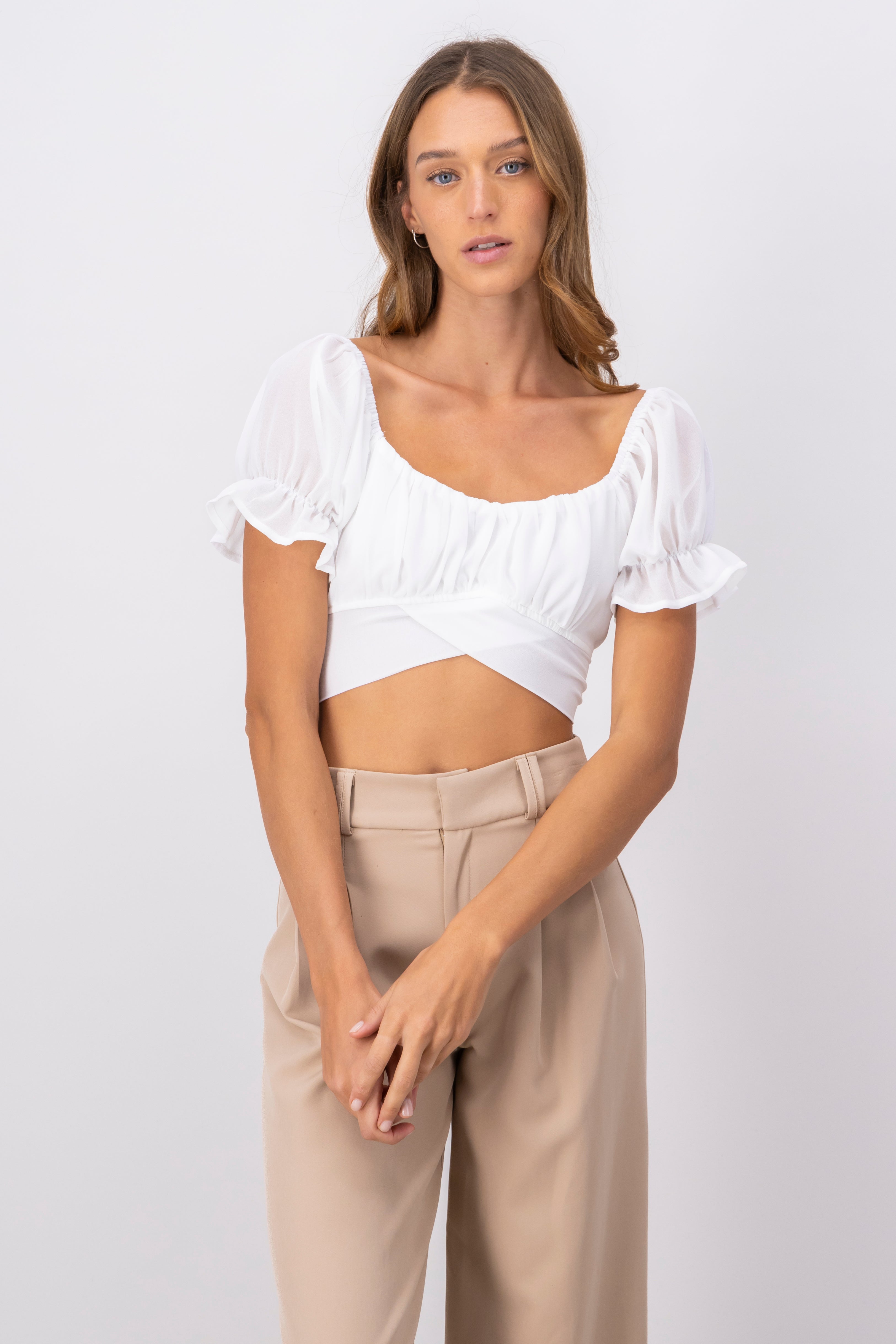 Top Crop Sleeve Sleep WHITE