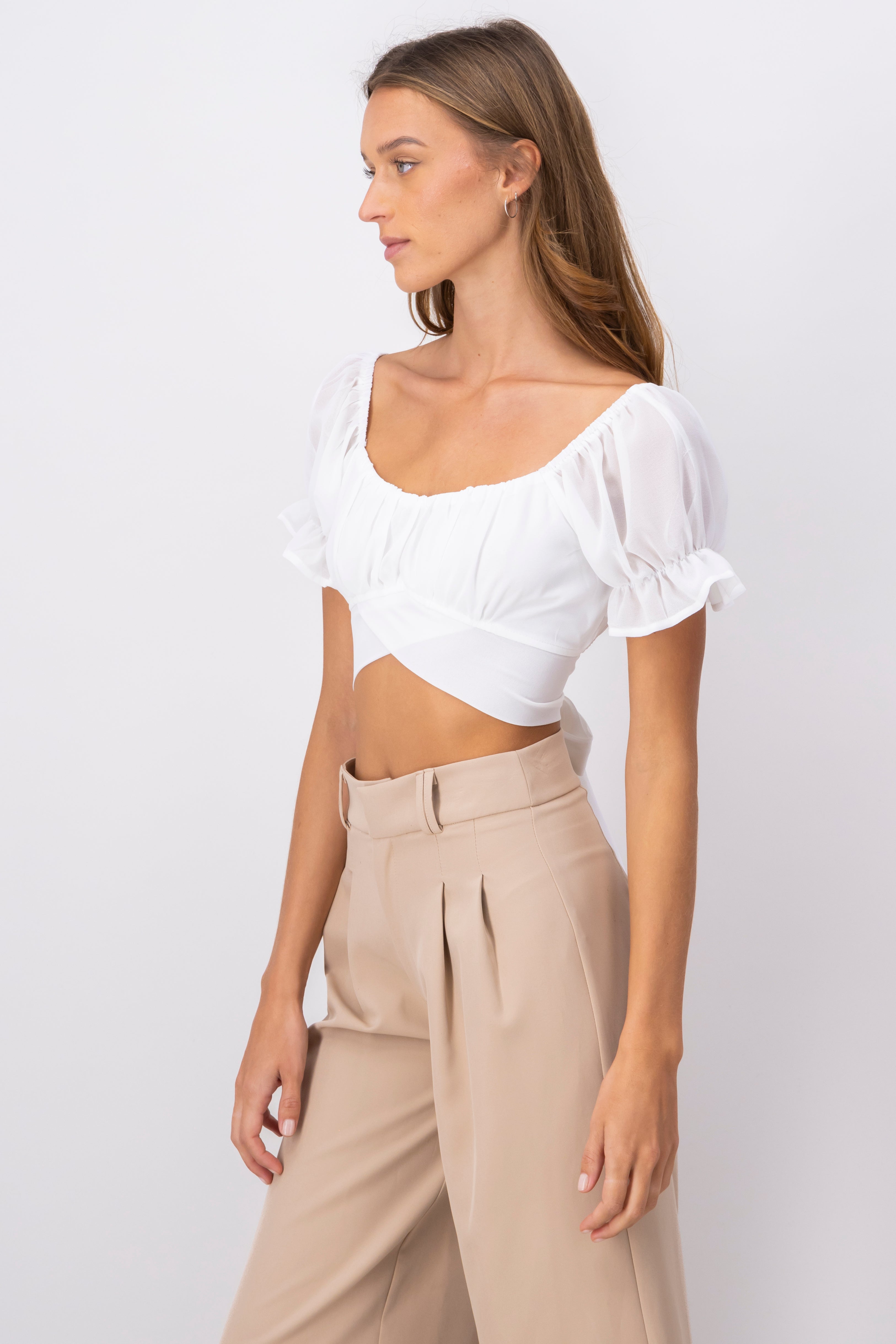 Top Crop Sleeve Sleep WHITE