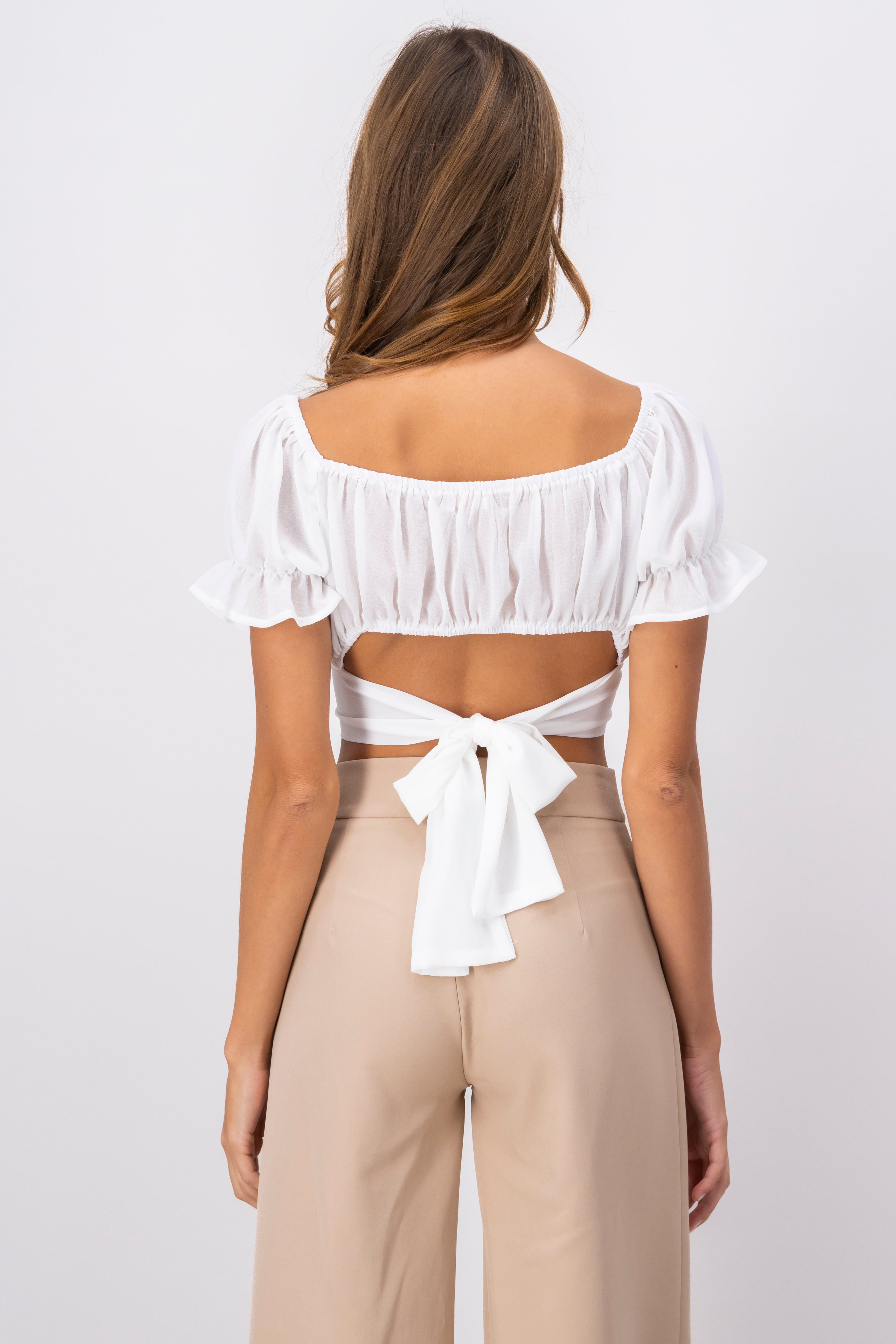 Top Crop Sleeve Sleep WHITE