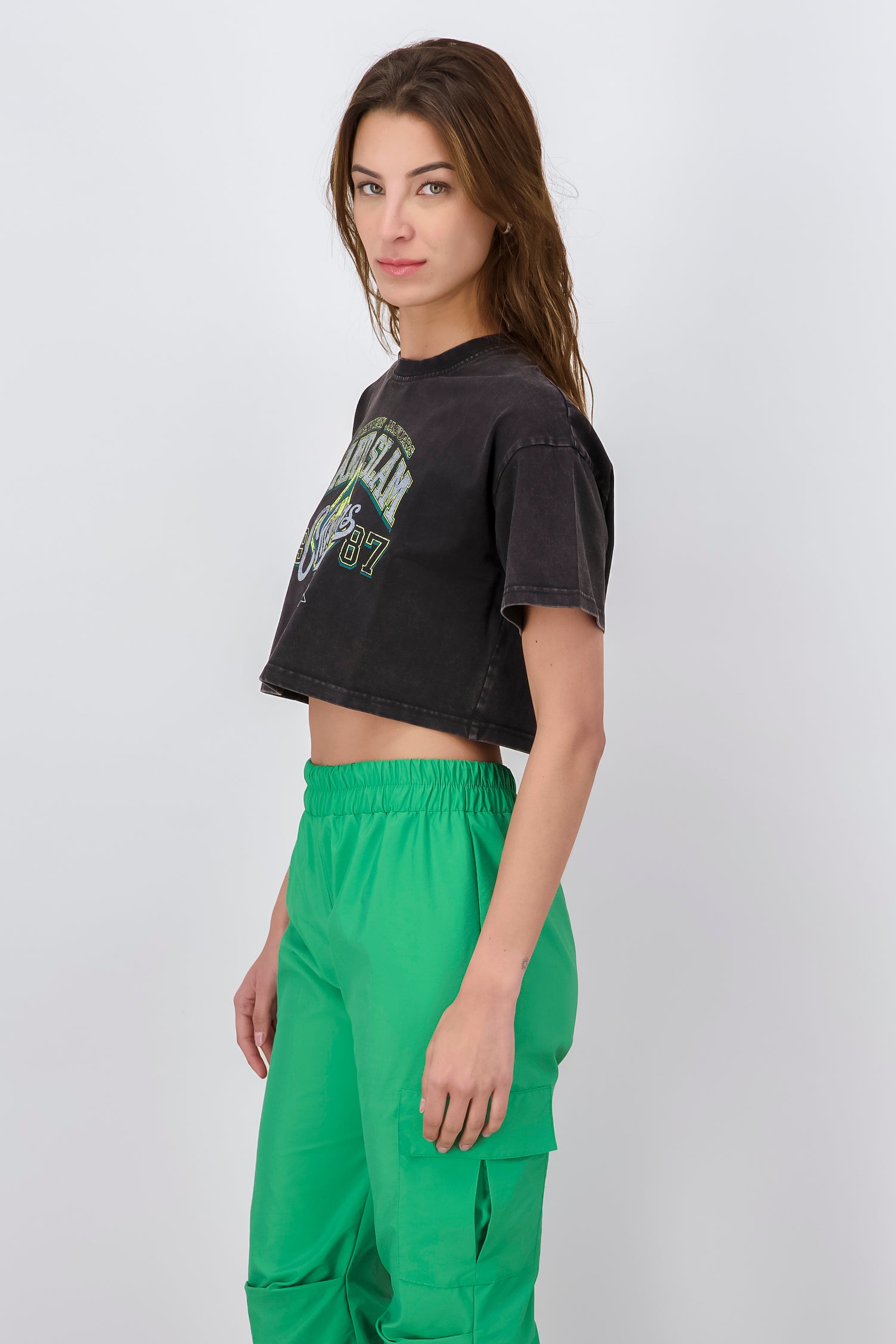 Playera Crop Champs GRIS COMBO