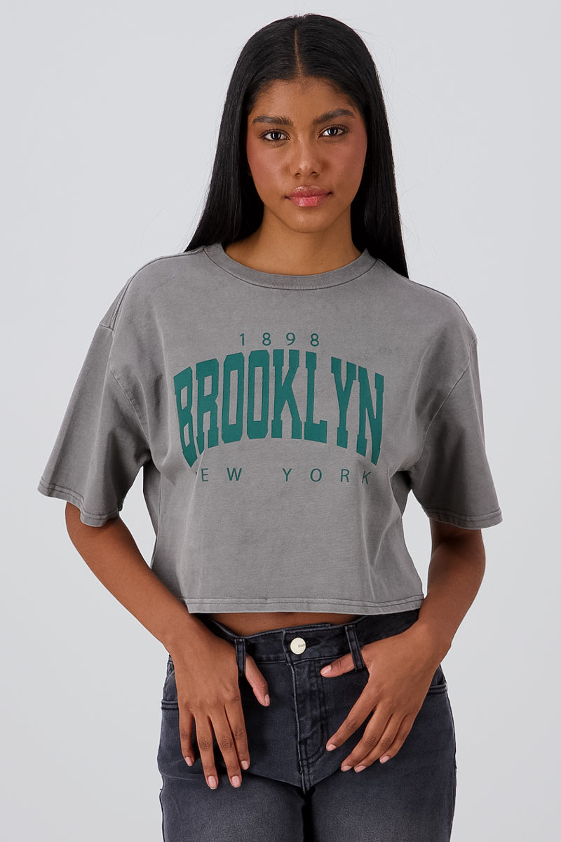 Playera Crop Brooklyn GRIS JASPE