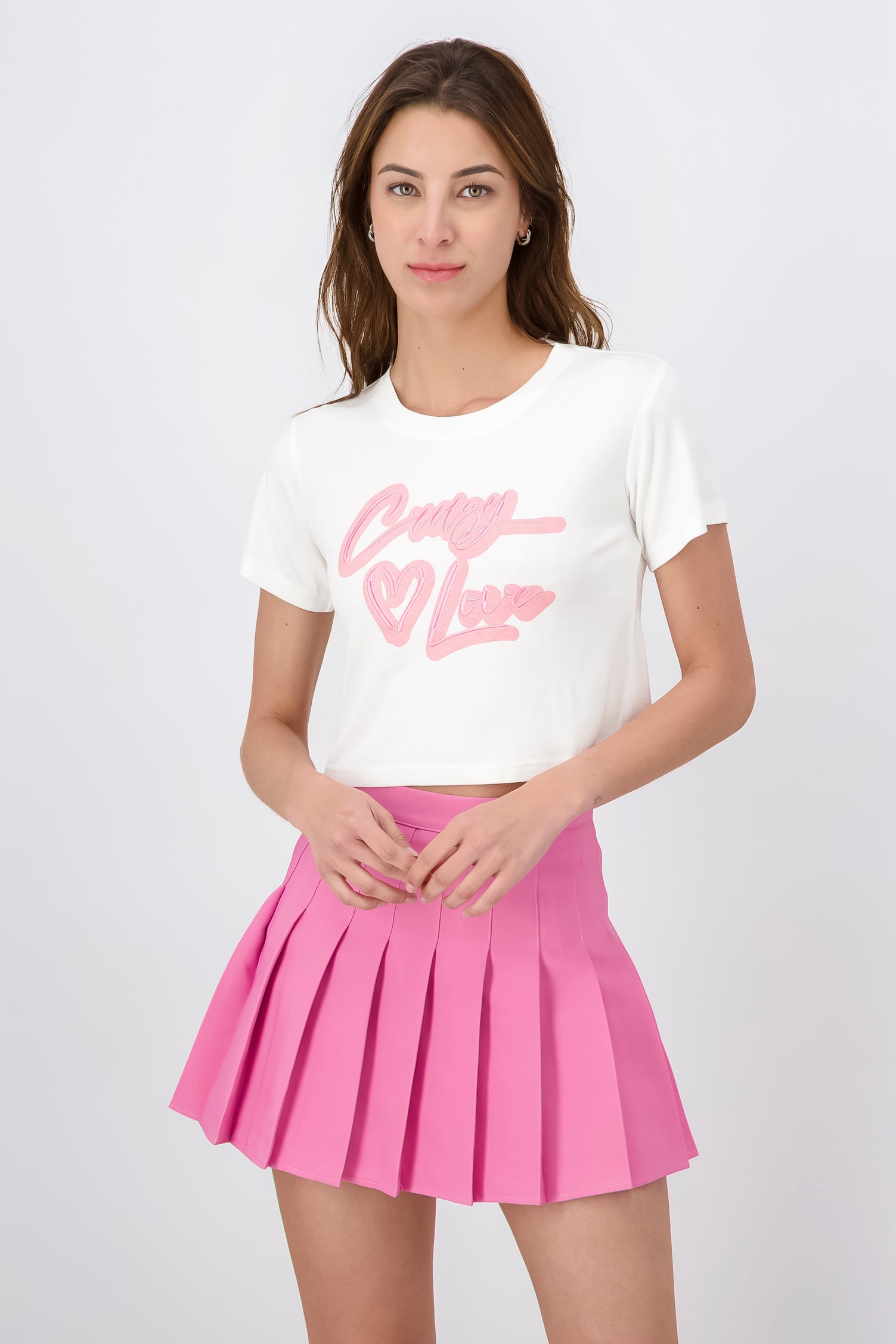 Playera Crop Crazy In Love BLANCO COMBO