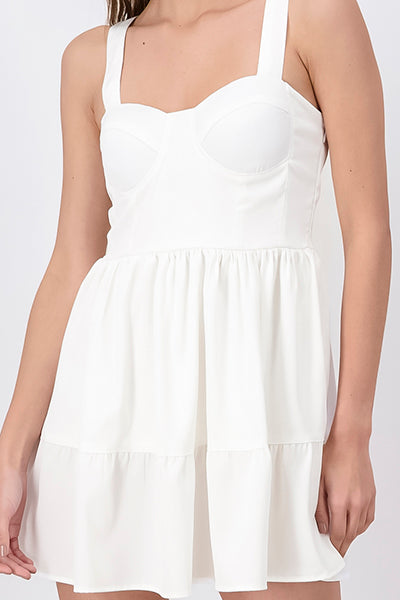 Vestido mini tirantes copas BLANCO