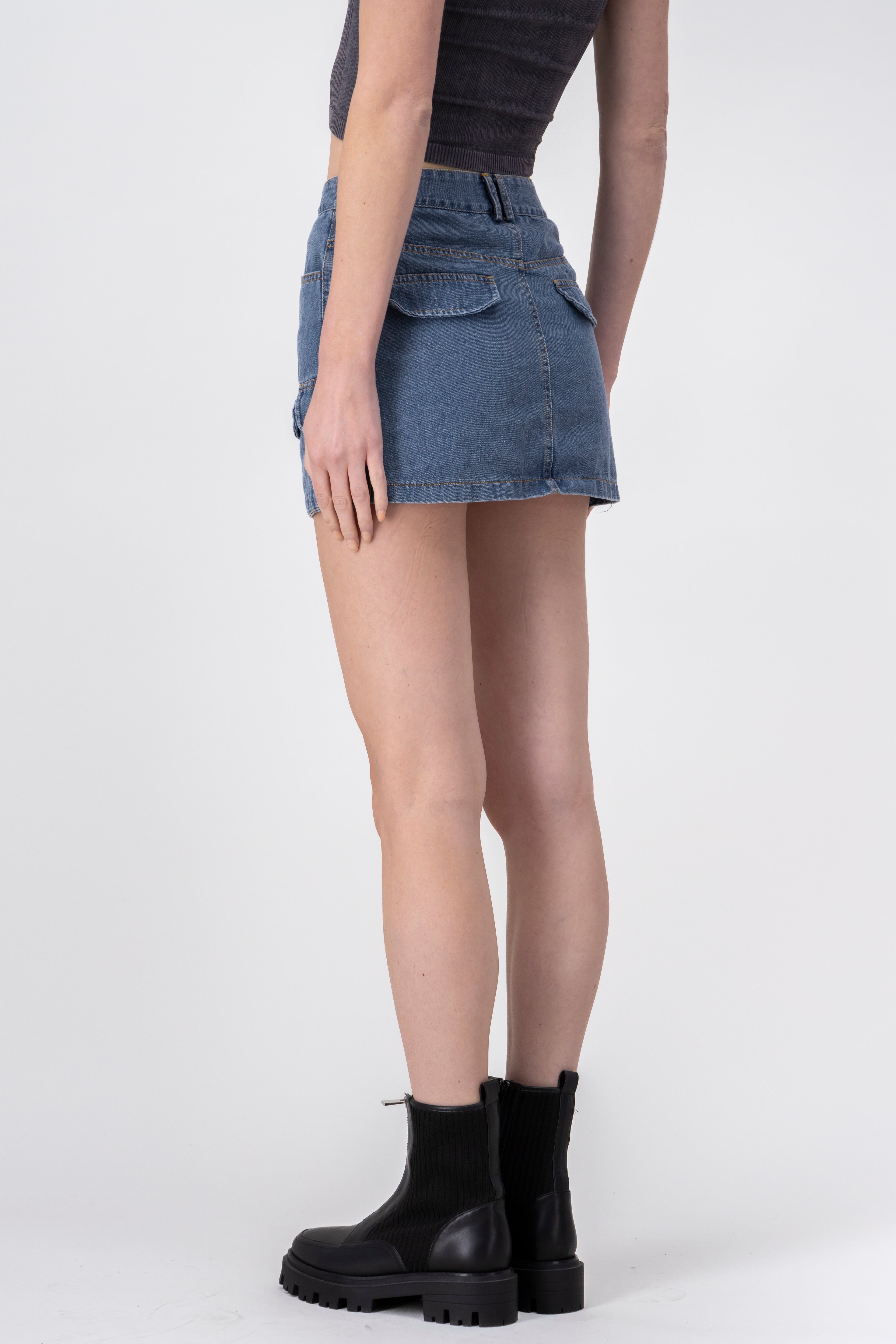 Mini denim skirt pockets Light Wash