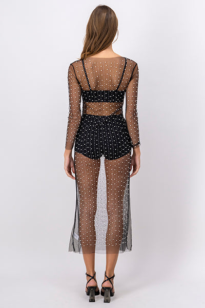 Vestido Mesh Perlas NEGRO