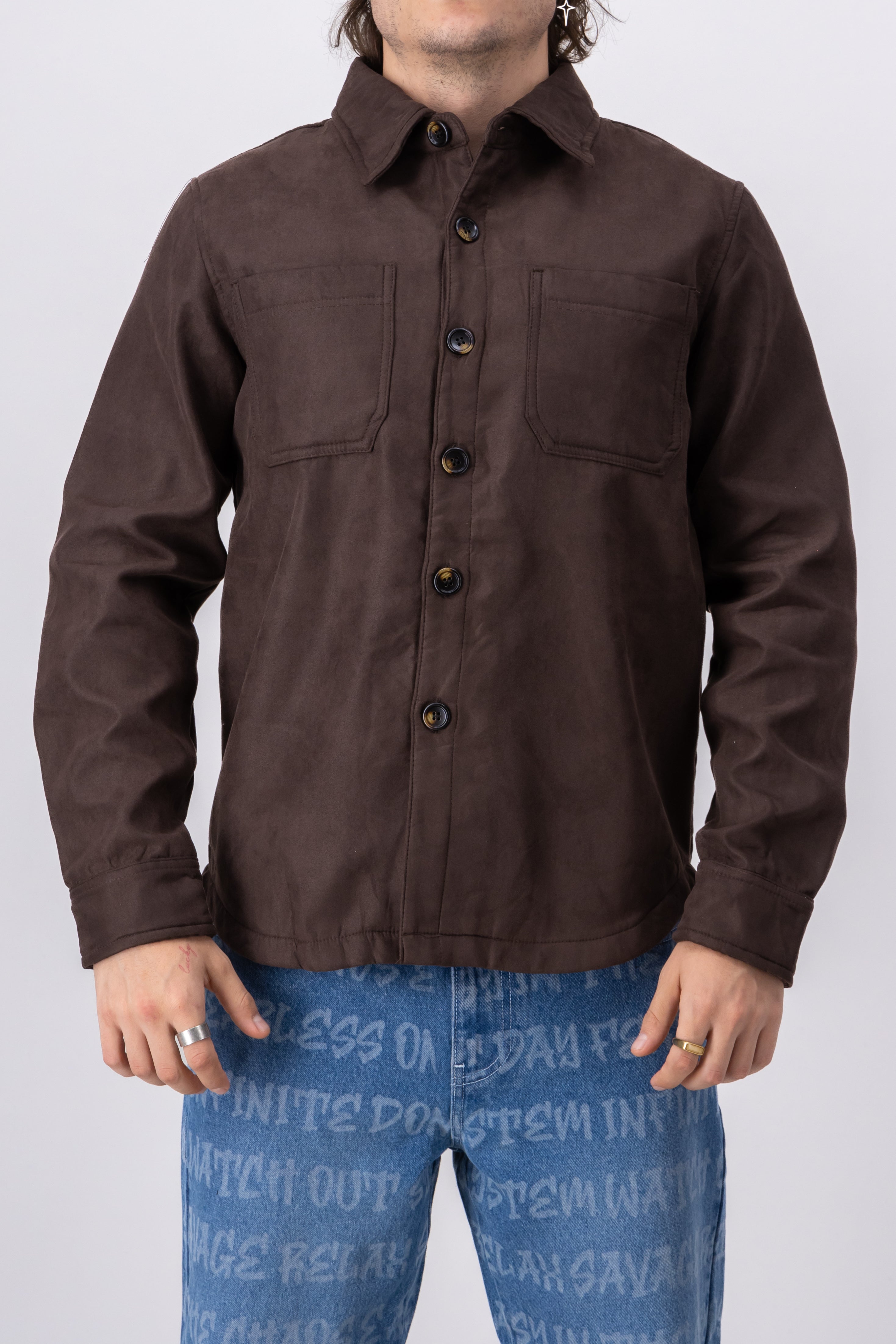 Sobrecamisa suede botones CHOCOLATE