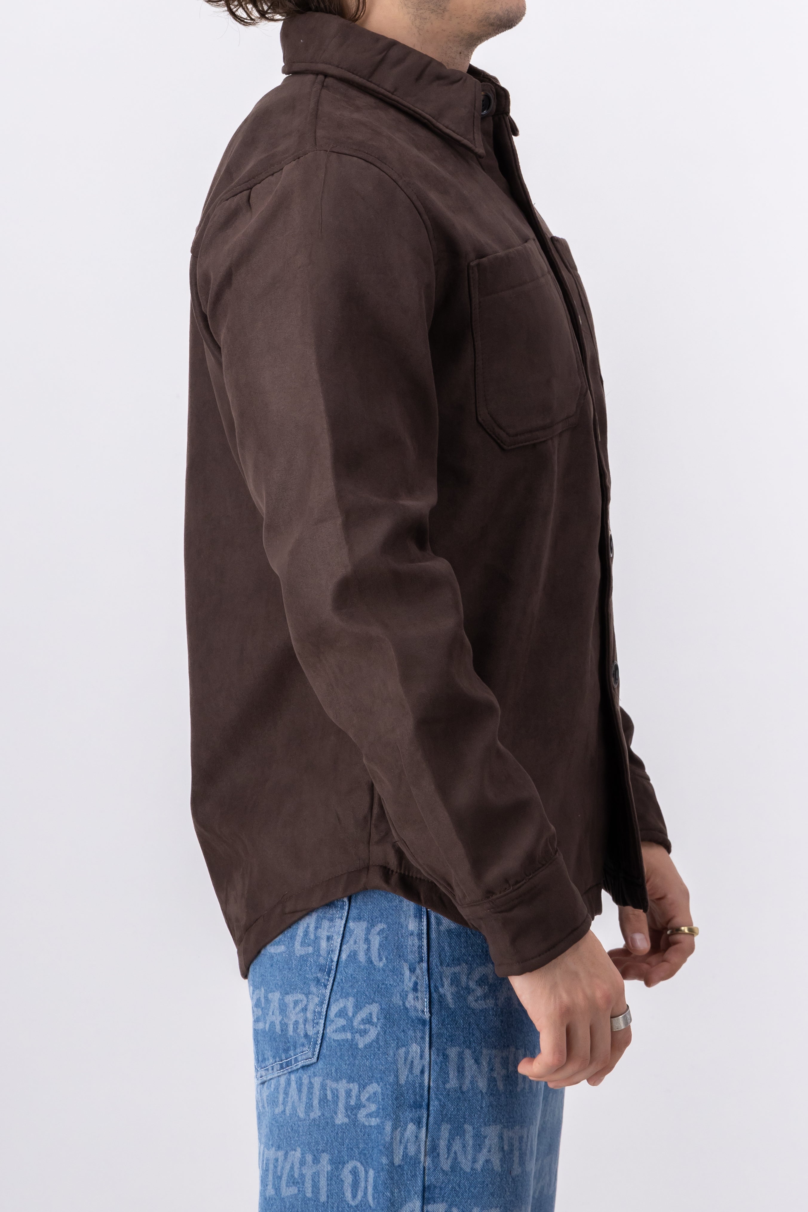 Sobrecamisa suede botones CHOCOLATE