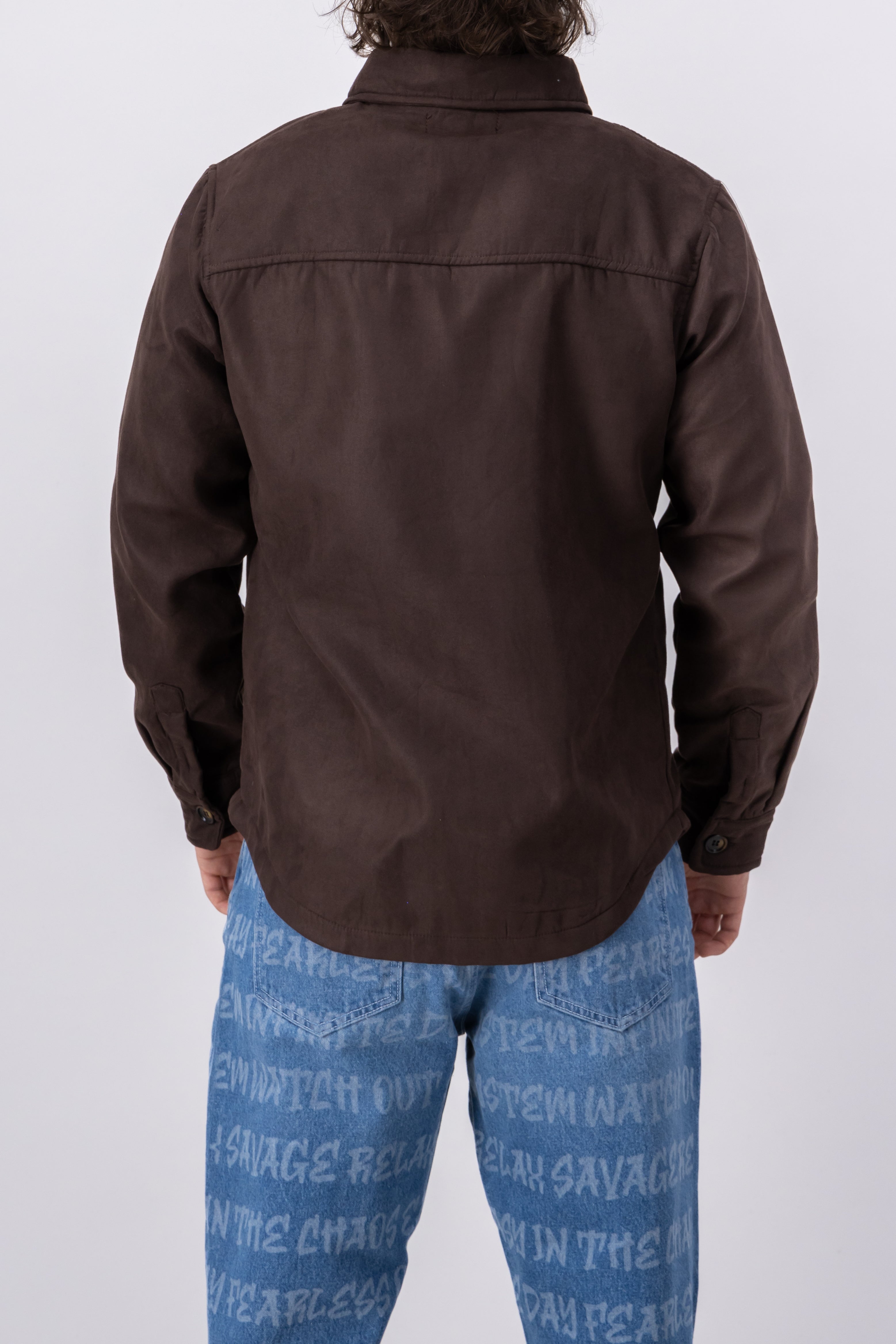 Sobrecamisa suede botones CHOCOLATE