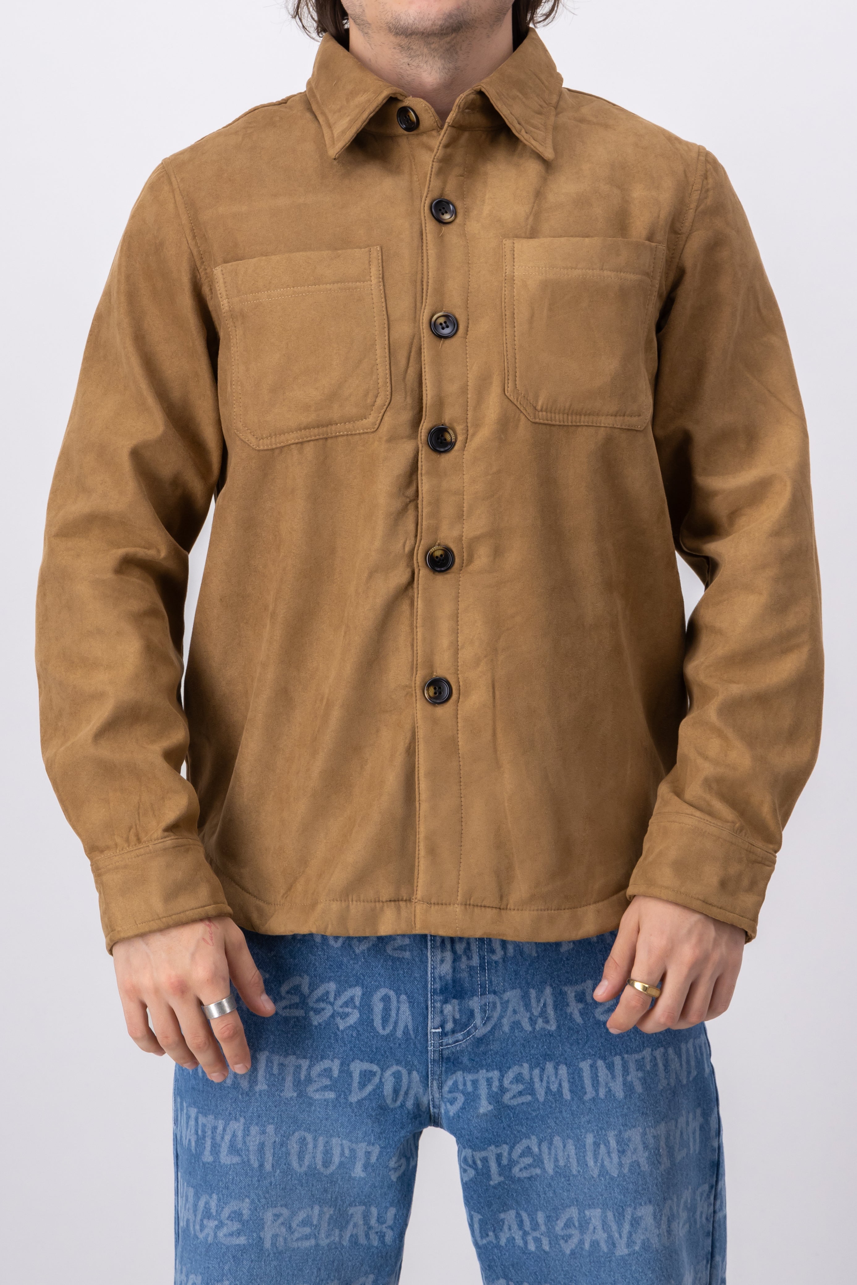 Sobrecamisa suede botones KHAKI