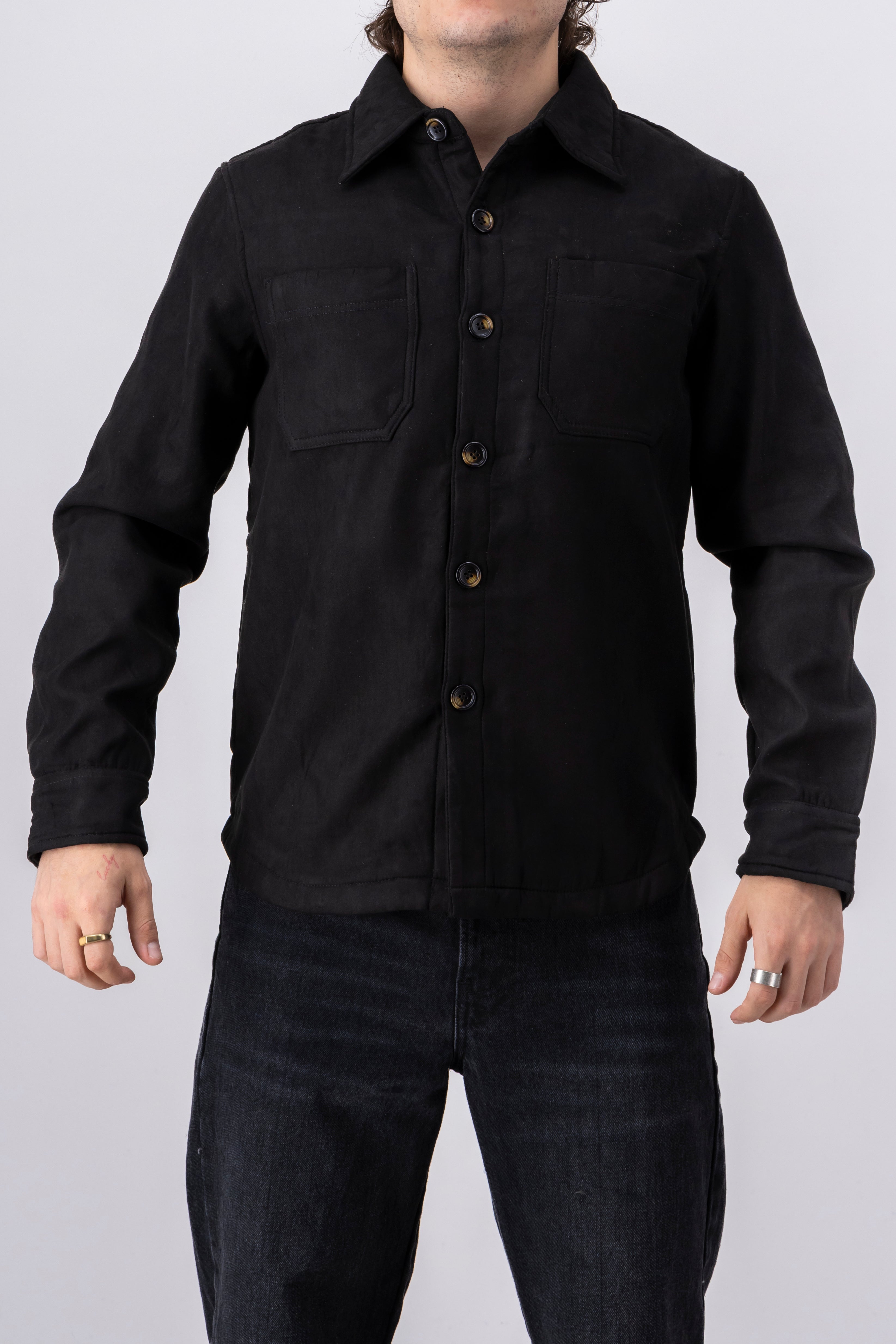 Sobrecamisa suede botones NEGRO