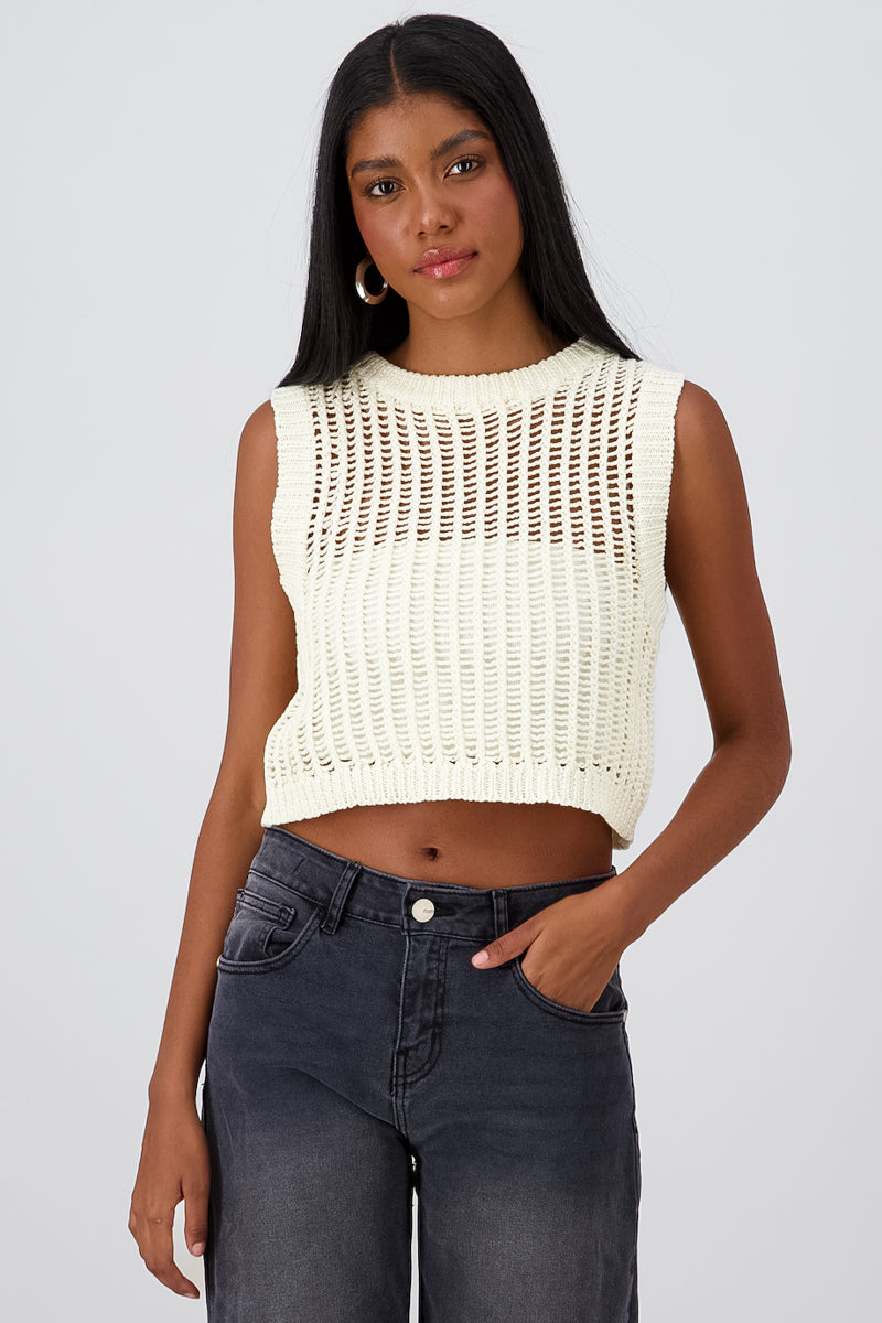 Mangaless Top Network Fabric WHITE