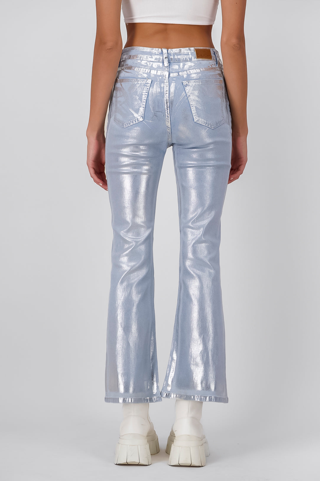 Jeans Flare metallic SILVER