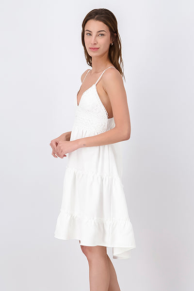 Vestido mini crochet olanes BLANCO