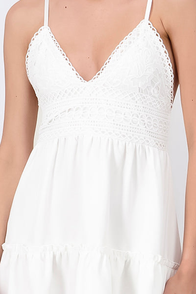 Vestido mini crochet olanes BLANCO