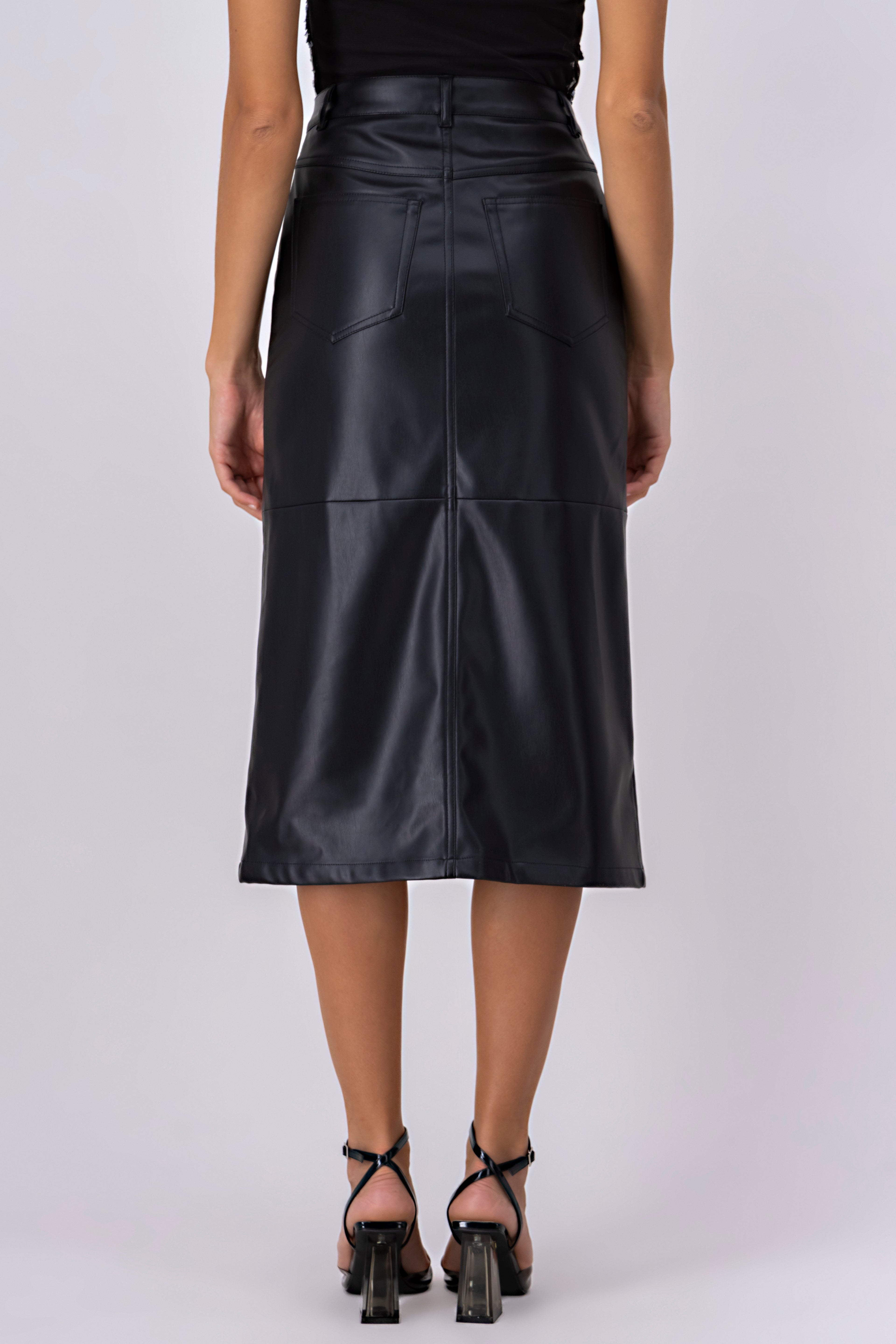 Midi Skirt Skin Opening BLACK