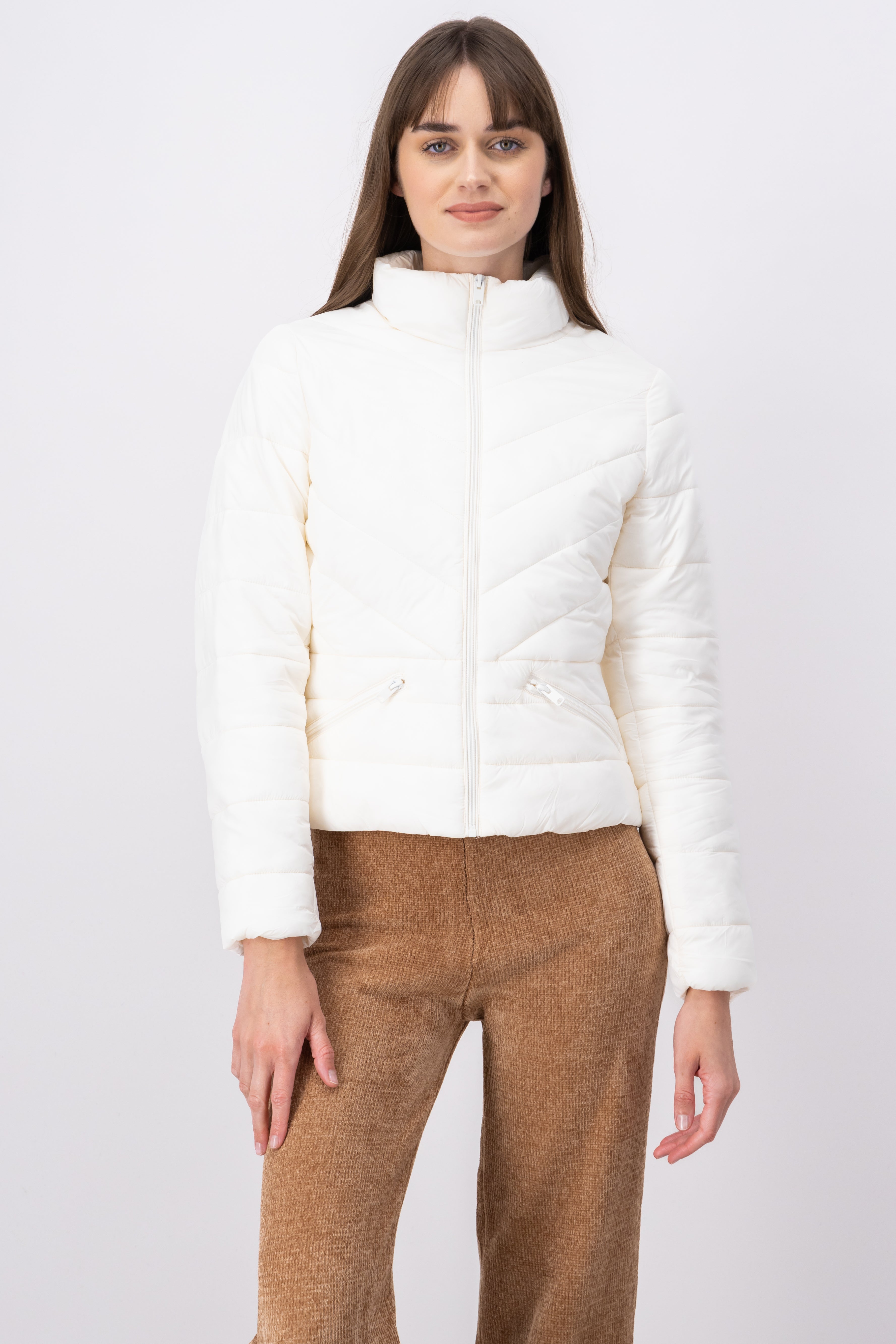 High neck capitonada jacket BONE