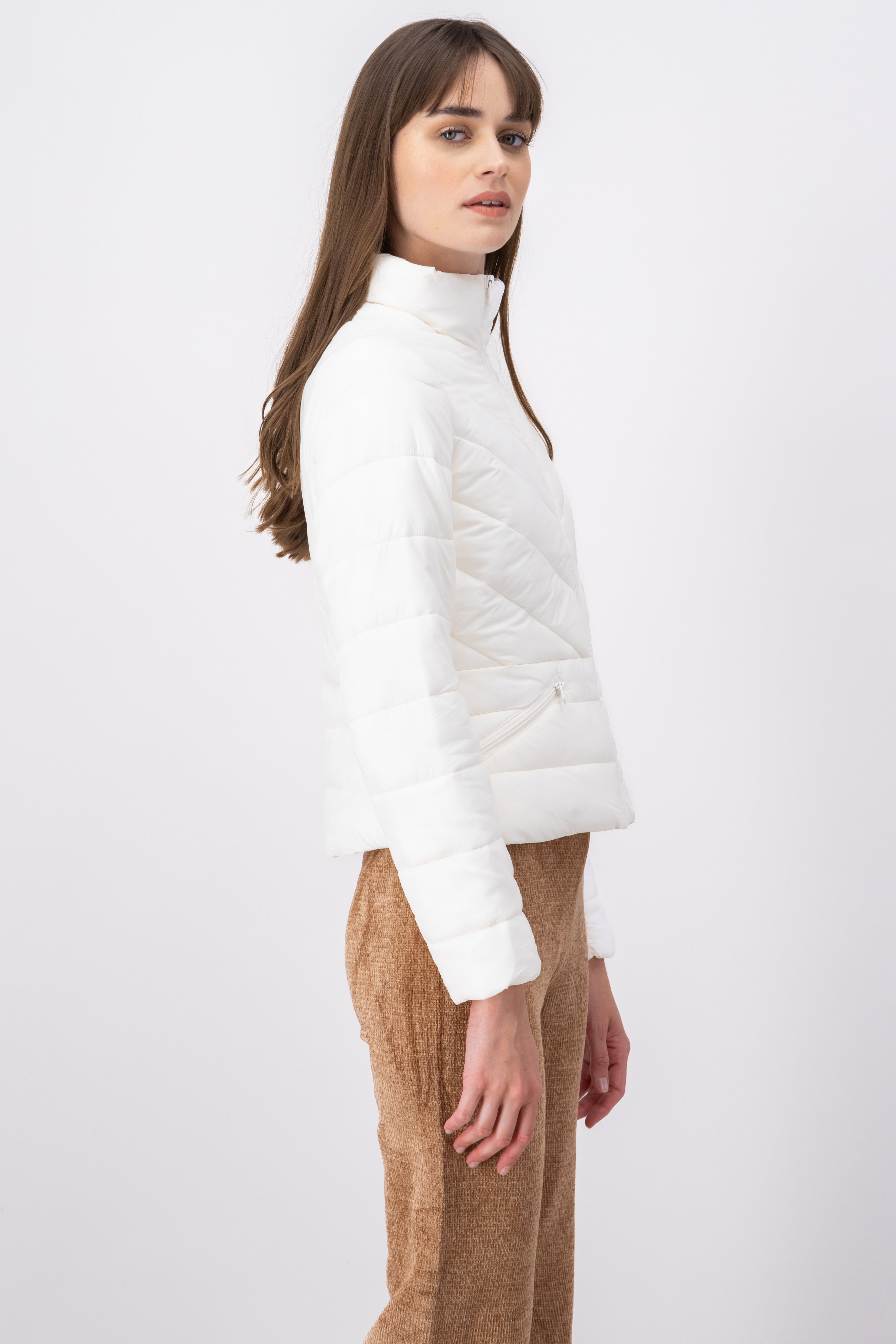 High neck capitonada jacket BONE