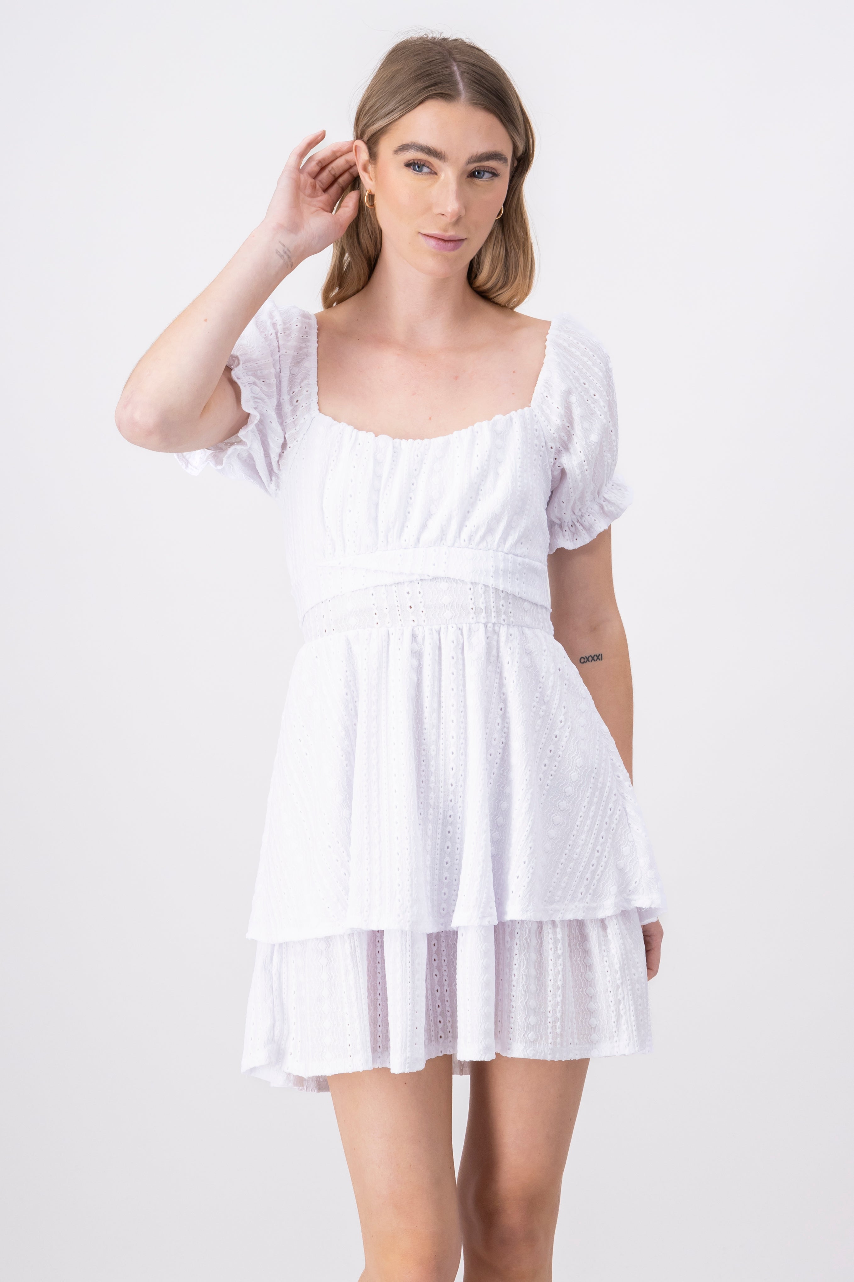 Powed mini dress WHITE