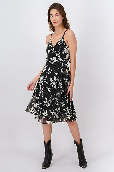 MIDI DRESS FLOWER SHOES Black Combo