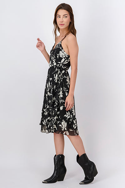 MIDI DRESS FLOWER SHOES Black Combo