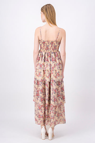 Vestido Maxi Flores Olanes BEIGE