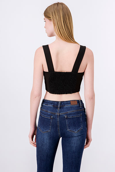 Top Tirantes Anchos Botones NEGRO