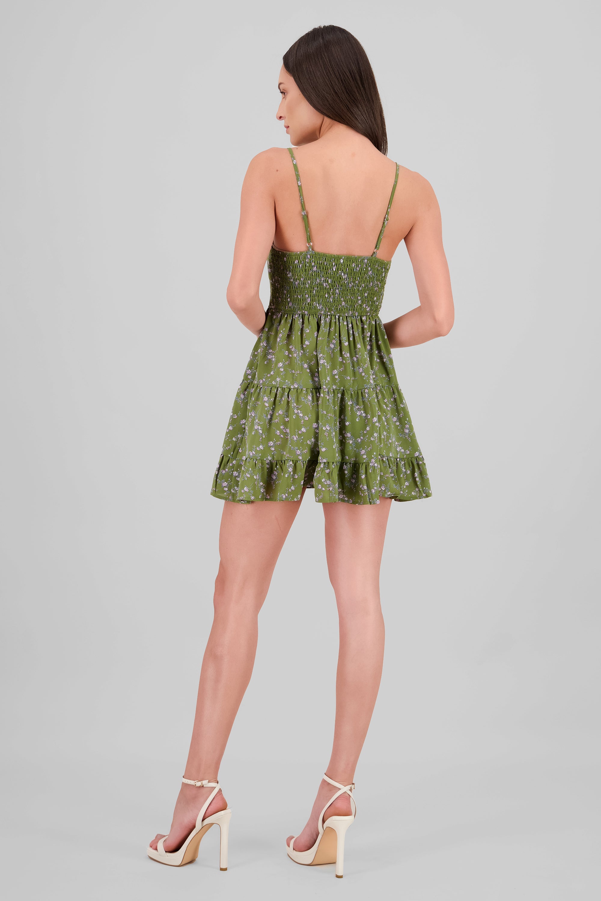 Vestido Mini Tirantes Flores VERDE COMBO