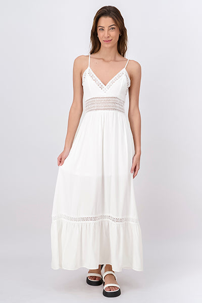 Vestido Maxi Detalles Crochet BLANCO