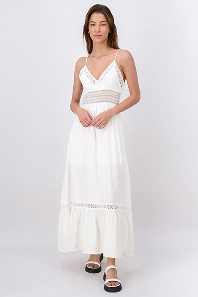 Vestido Maxi Detalles Crochet BLANCO