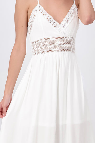 Vestido Maxi Detalles Crochet BLANCO