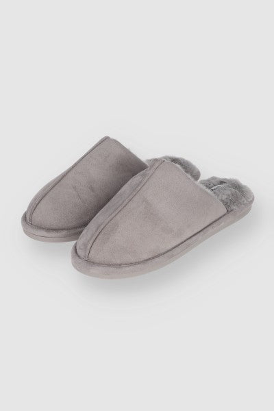 Pantuflas Mula Lisa Peluche GRIS