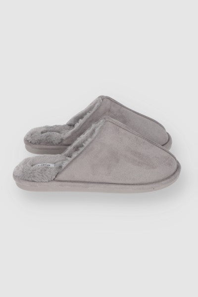 Pantuflas Mula Lisa Peluche GRIS