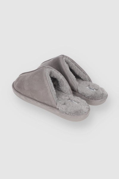 Pantuflas Mula Lisa Peluche GRIS