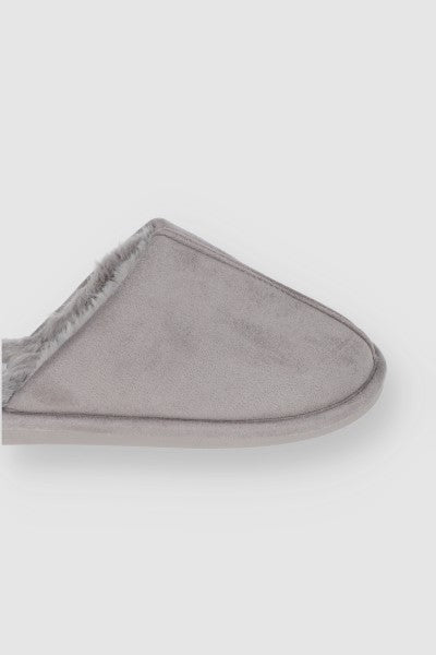 Pantuflas Mula Lisa Peluche GRIS