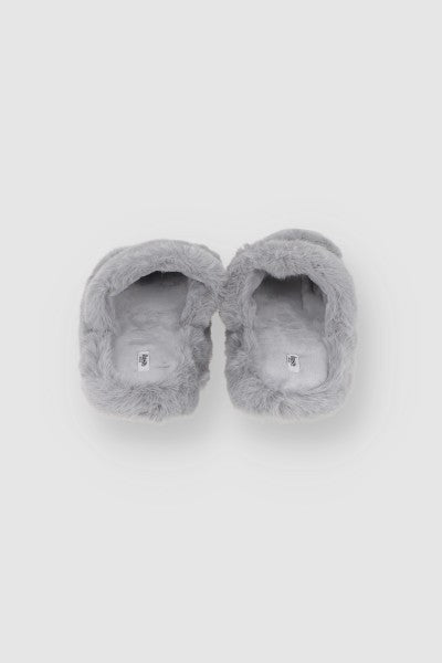 Pantuflas Dos Tiras Fluffy GRIS