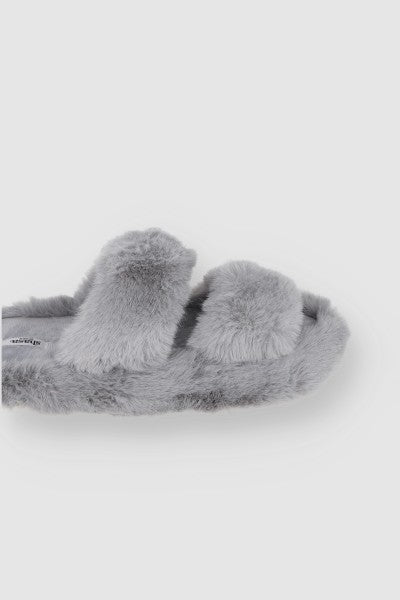 Pantuflas Dos Tiras Fluffy GRIS