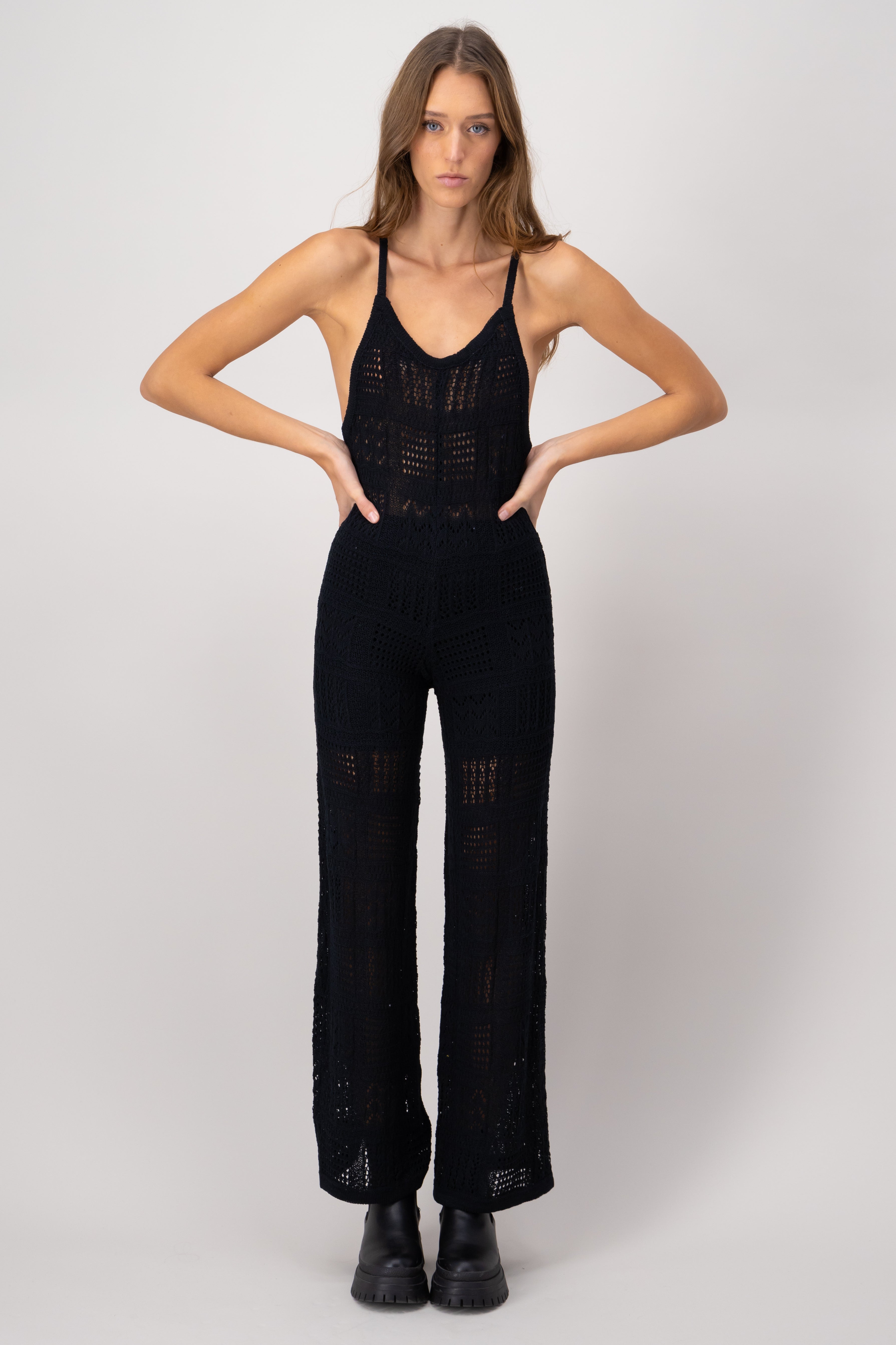 Jumpsuit tejido crochet NEGRO