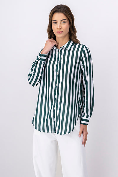 Long sleeve shirt stripes Combo green