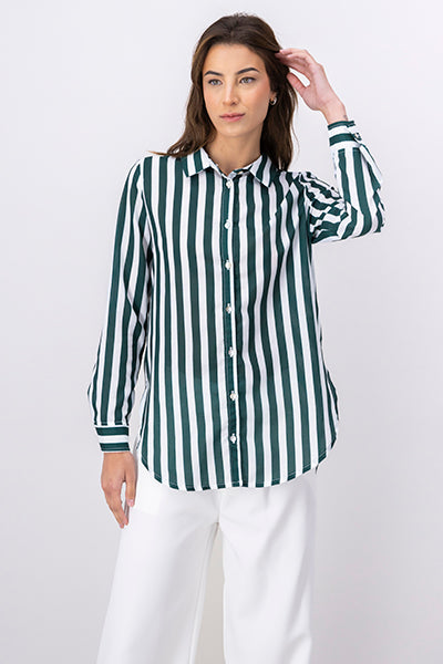 Long sleeve shirt stripes Combo green