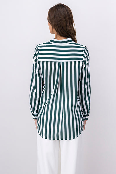 Long sleeve shirt stripes Combo green