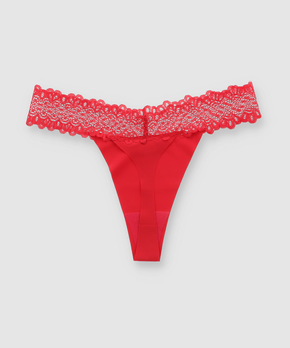 Tanga seamless detalle encaje ROJO