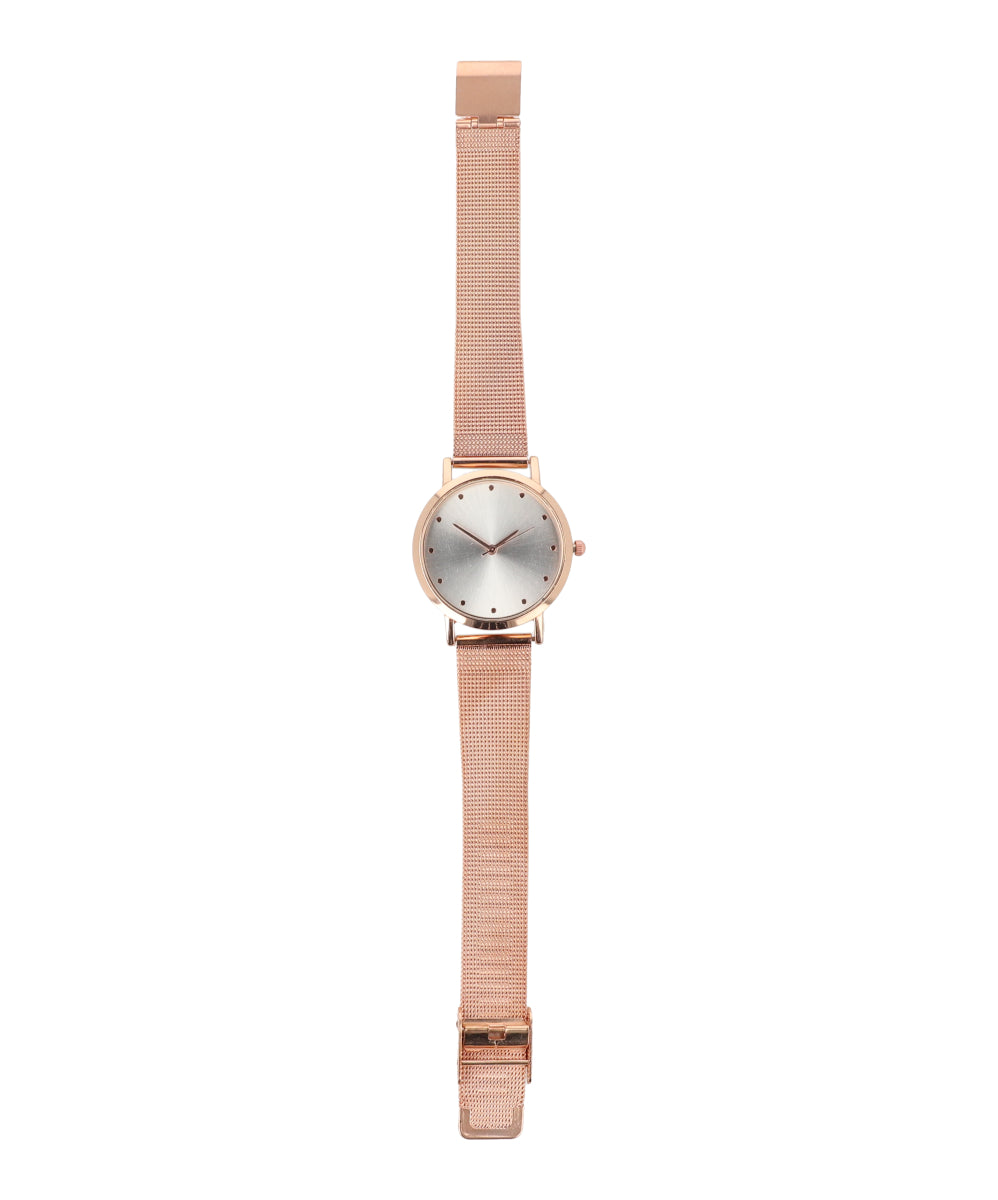 reloj correa metalico ORO ROSA