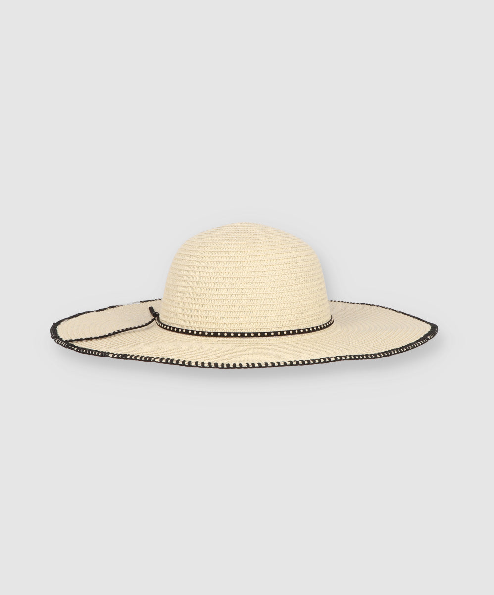 Sombrero Ala Ancha Costura Orilla BEIGE