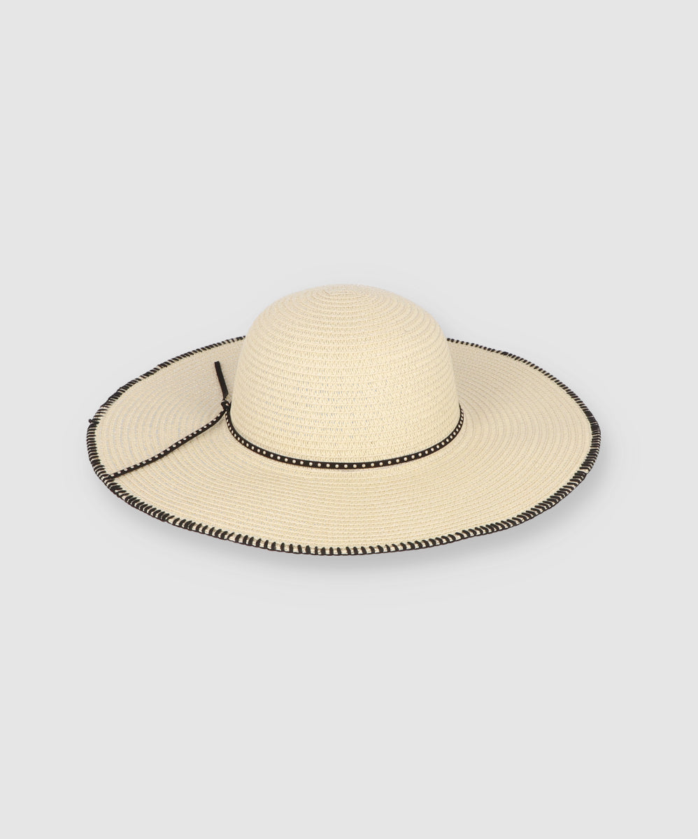 Sombrero Ala Ancha Costura Orilla BEIGE