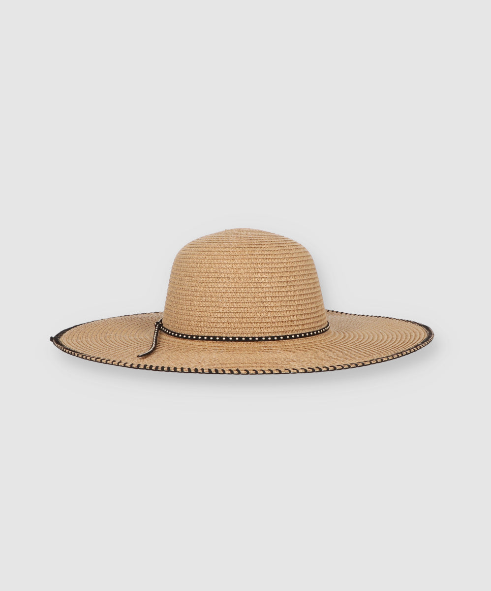 Sombrero Ala Ancha Costura Orilla CAFE