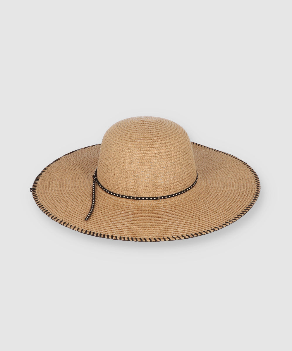 Sombrero Ala Ancha Costura Orilla CAFE