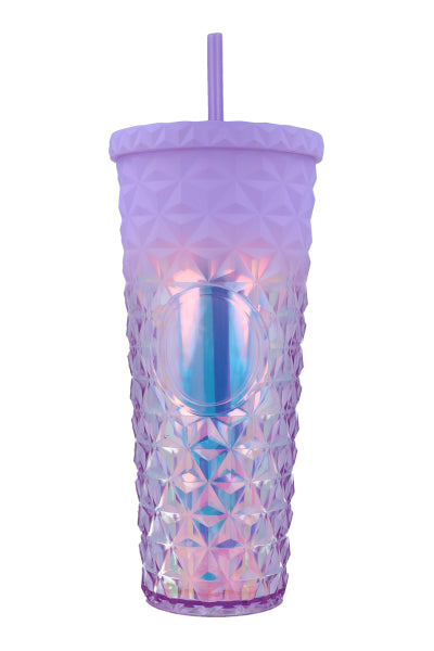 Vaso Iridiscente Textura Popote MORADO