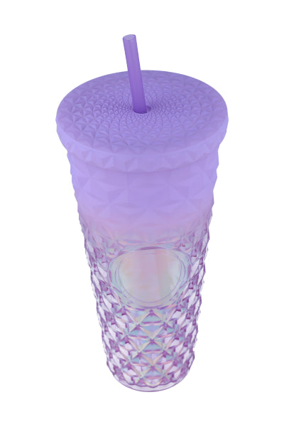 Vaso Iridiscente Textura Popote MORADO