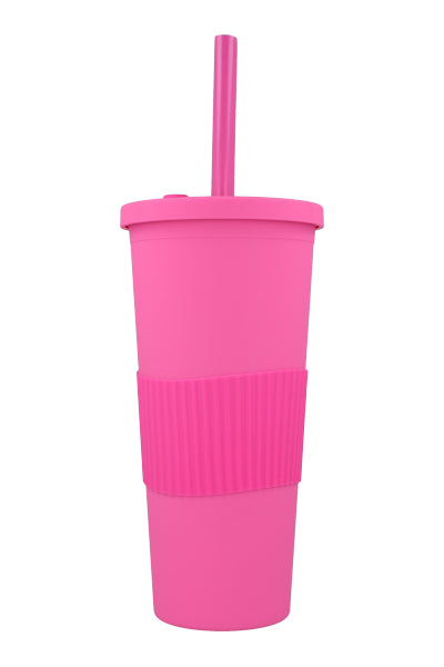 Vaso Monocolor Mate Manga Popote ROSA